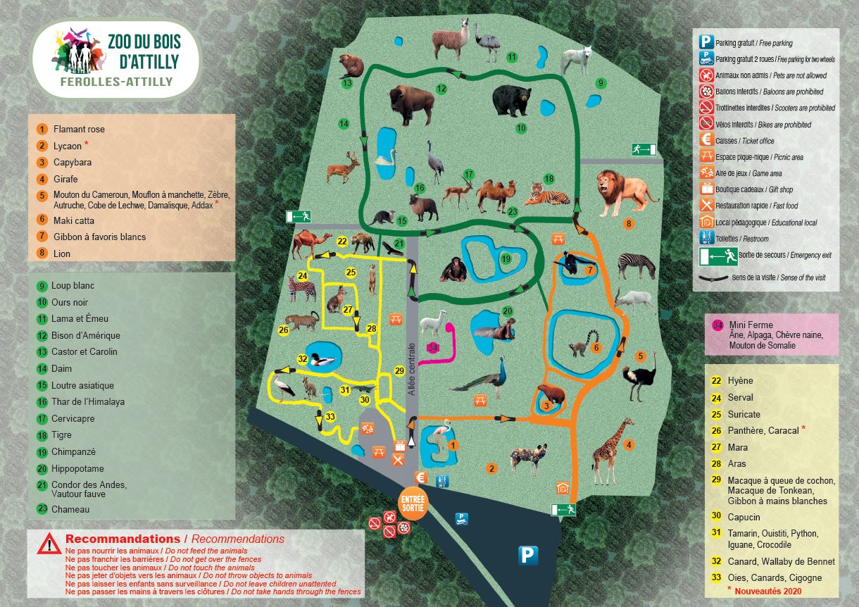 Plan du Zoo du Bois d'Attilly
